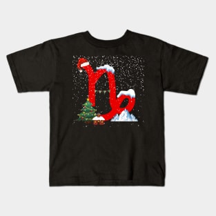 Christmas Themed Capricorn Zodiac Sign Astrology Kids T-Shirt